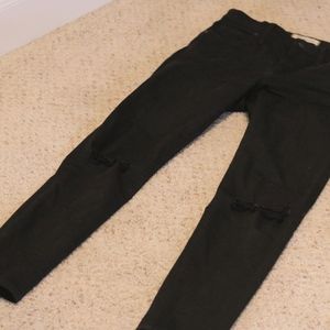 Madewell Black Skinny Jeans with Knee Rips